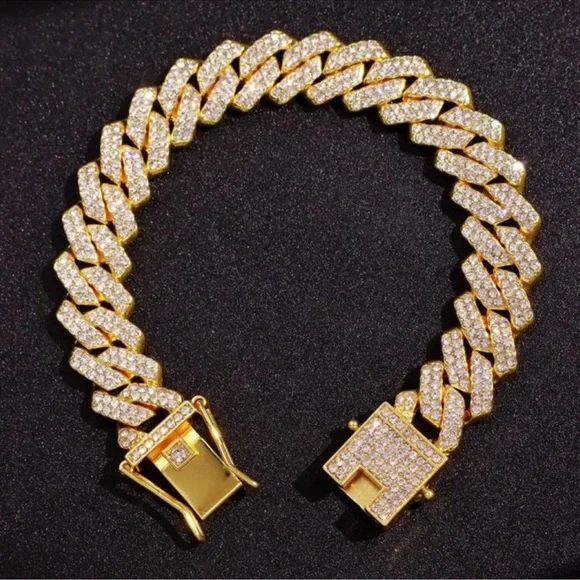 1pc Gold Metallic Bracelet With Rhinestone - Picture 4 of 5